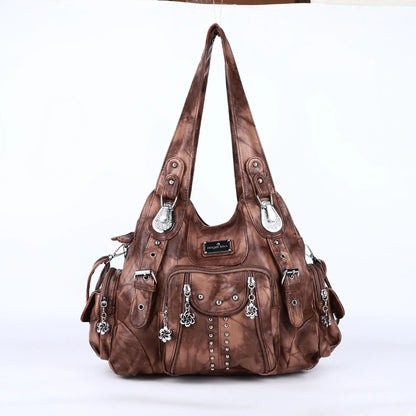 Angelkiss PU Leather Women Shoulder Bag Zipper Closure - Smarsty
