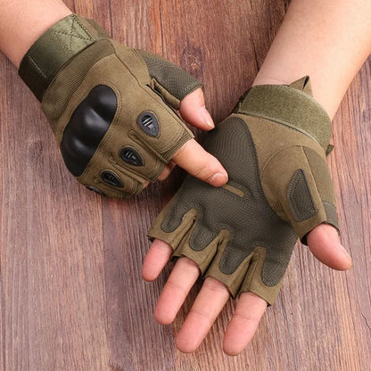 Men's Hard Knuckle Fingerless Gloves for Combat and Hunting - Smarsty