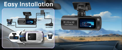 4K Dash Cam With WiFi Dual Lens GPS Parking Monitoring - Smarsty