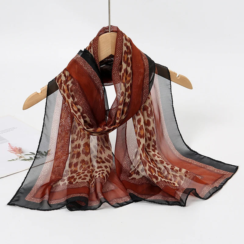 Women Print Chiffon Scarf Lightweight Sunscreen Shawl Wrap - Smarsty