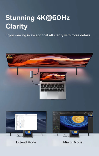 USB C Hub 4K60Hz HDMI PD 100W Multiport Card Reader