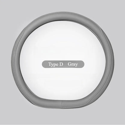 Napa Leather Perforated Patchwork Car Steering Wheel Cover, Non-slip, Breathable, Universal 15 Inch (Approx. 38cm)