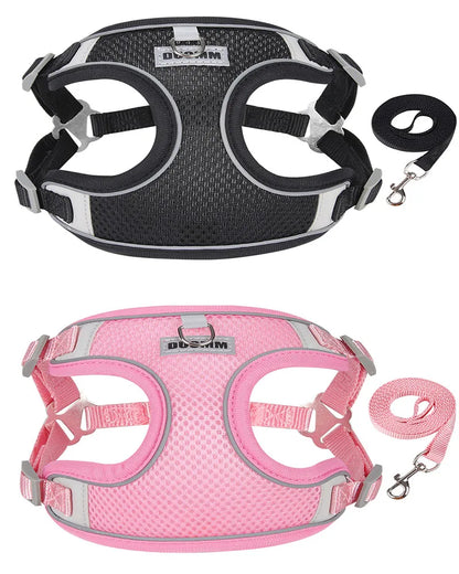 Reflective Dog Harness Leash Set for Outdoor Safety - Smarsty