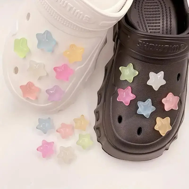 7/14pcs Glow-in-the-Dark Star Shoe Charms Easy Install Fun DIY hole shoes Buckles for Hole shoes
