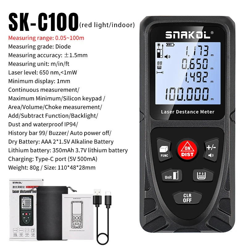 Snakol Laser Distance Meter with High Accuracy Measurement - Smarsty