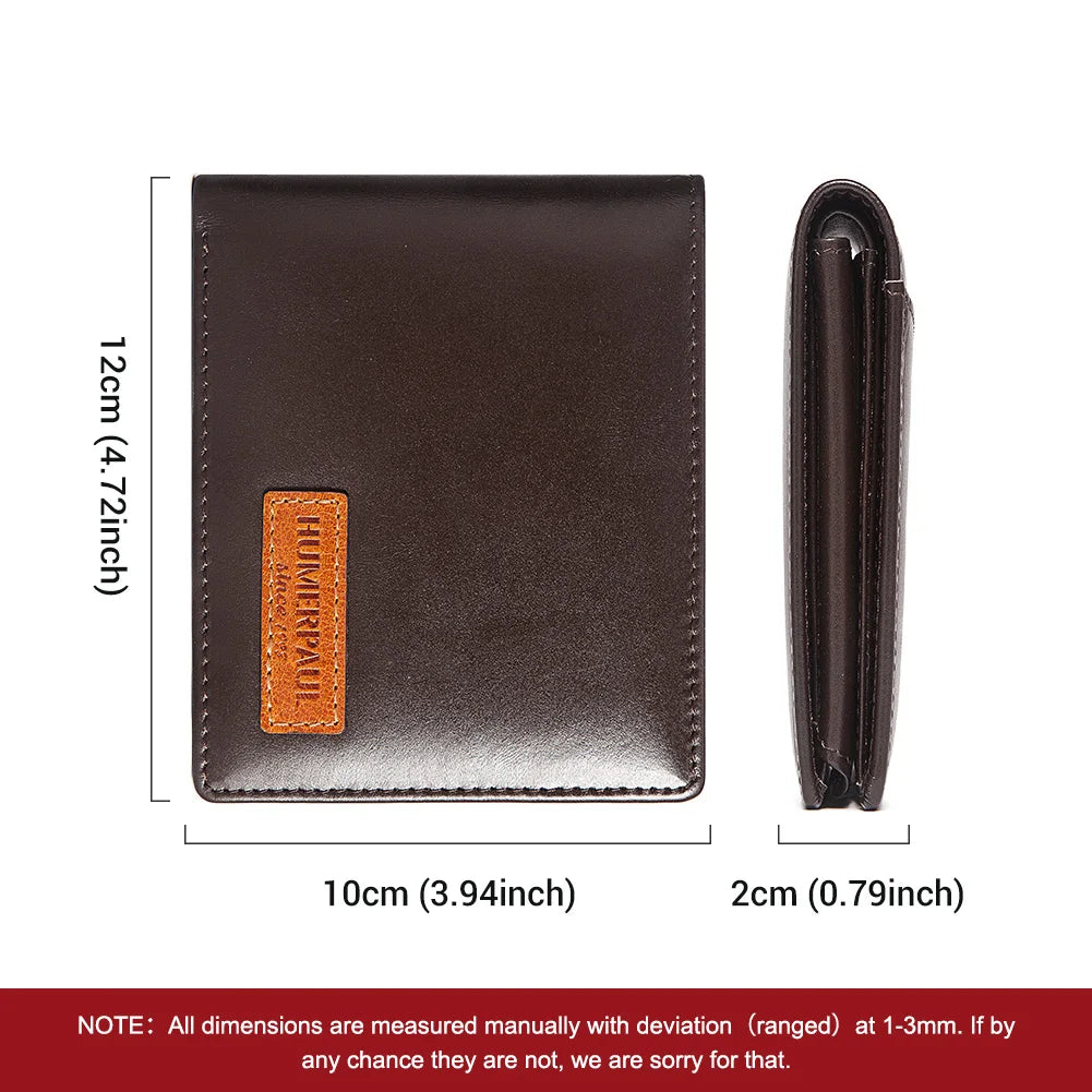 HUMERPAUL Airtag Wallet For Men Real Leather RFID Trifold Card Holder Case with ID Window Slim Anti-lost Purse - Smarsty