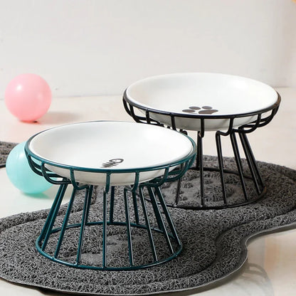 Ceramic Raised Pet Bowl for Cats and Dogs - Smarsty