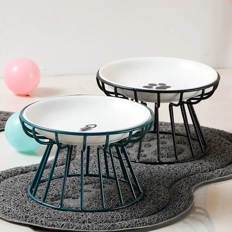 Ceramic Raised Pet Bowl for Cats and Dogs - Smarsty