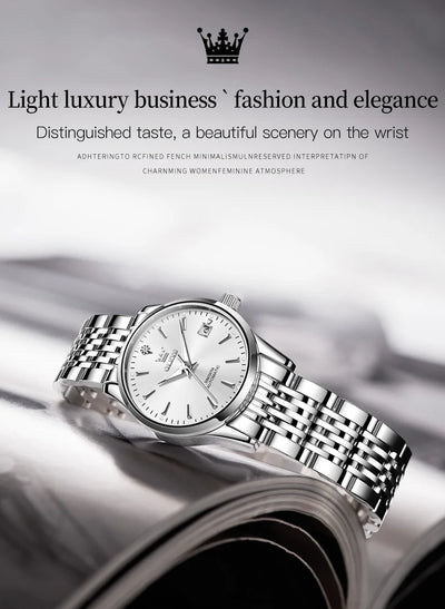 OLEVS Ladies Automatic Wristwatch Waterproof Stainless Steel - Smarsty