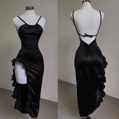 2024 Europe and the United States explosive new cross-border dress summer senior sense Y2K sexy halter Spice Girl dress - Smarsty