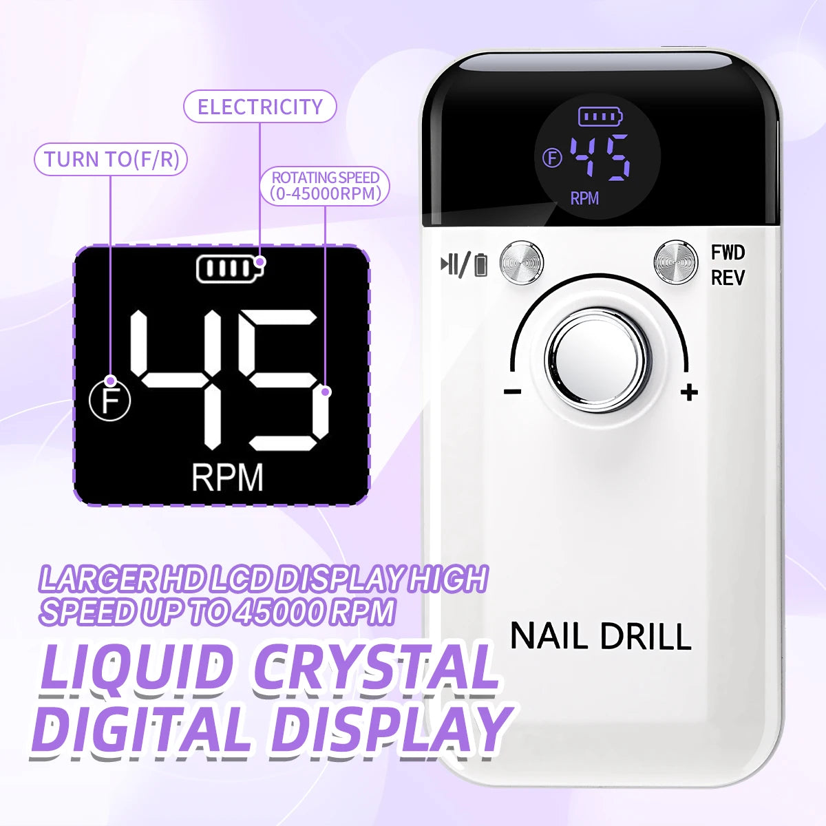 45000RPM Portable Nail Drill Machine for Low Noise Manicure - Smarsty