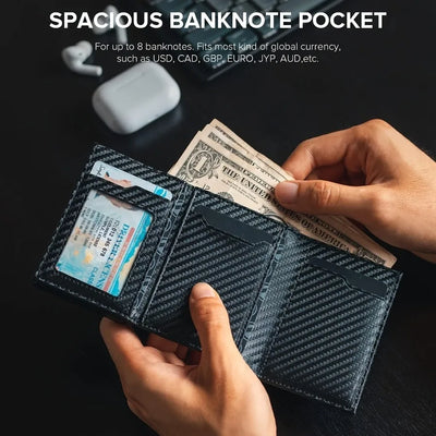 Men's Wallet with Zipper Coin Purse Automatic Pop-up Metal Credit Card Holder Minimalist RFID Blocking Business Card Wallet Idea - Smarsty