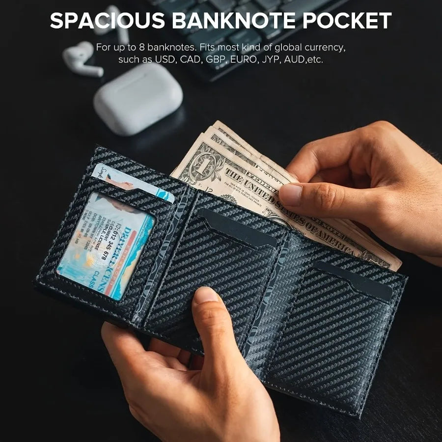 Men's Wallet with Zipper Coin Purse Automatic Pop-up Metal Credit Card Holder Minimalist RFID Blocking Business Card Wallet Idea - Smarsty