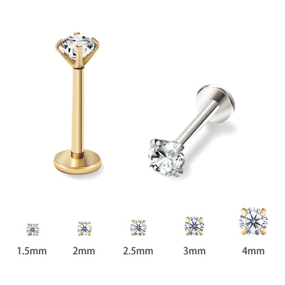 316L Stainless Steel Tiny CZ Cartilage Stud Earrings - Smarsty