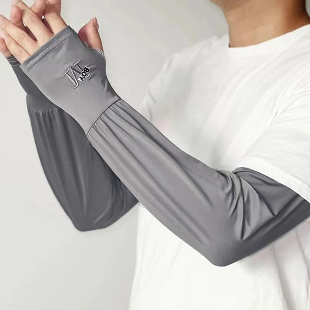 Mens UV Protection Ice Arm Sleeves Lightweight Cooling Gloves - Smarsty
