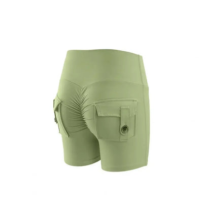 Summer Peach Butt Fitness Exercise Three-Quarter Pants Cargo Air Dry Pocket Yoga Tight lift the hips Women's Shorts - Smarsty