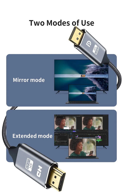 DisplayPort to HDMI Cable 4K Video and Audio - Smarsty