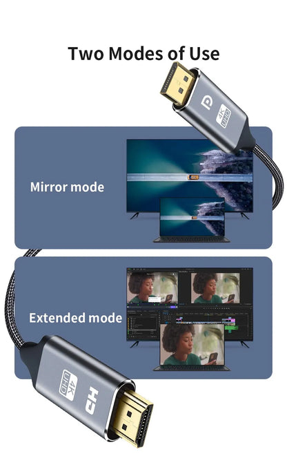 DisplayPort to HDMI Cable 4K Video and Audio - Smarsty