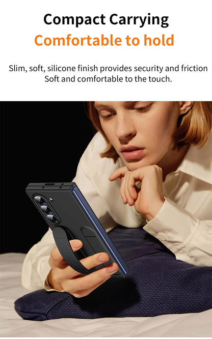 Premium Galaxy Z Fold Hand Strap Case With Folding Stand - Smarsty