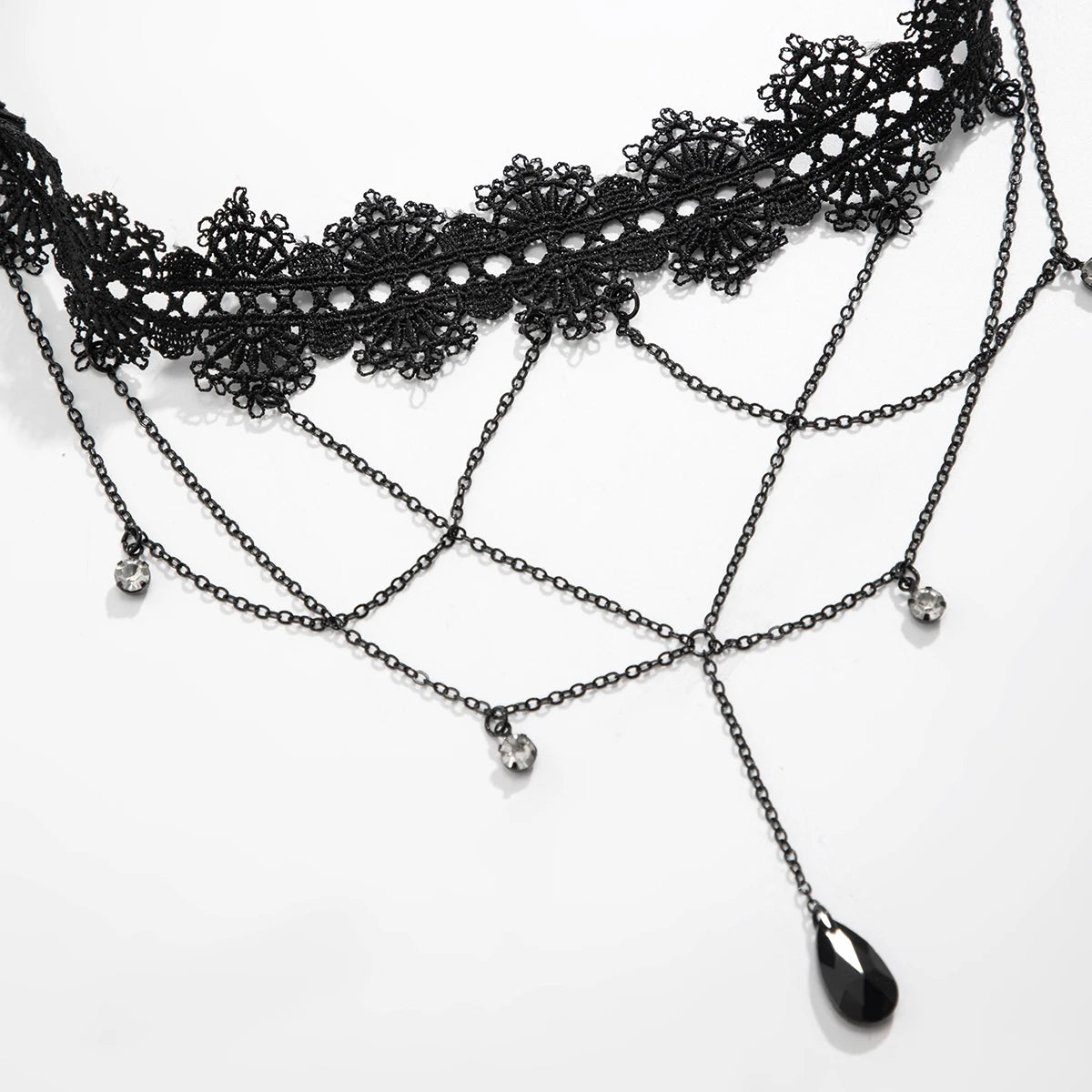 Gothic Black Lace Thigh Chain Body Jewelry - Smarsty