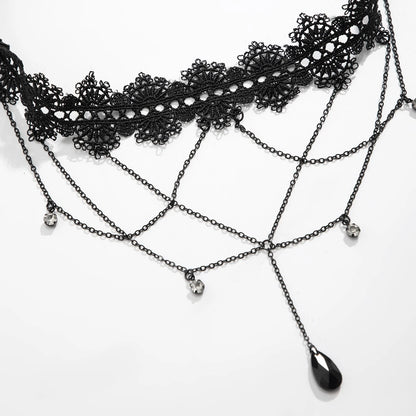 Gothic Black Lace Thigh Chain Body Jewelry - Smarsty