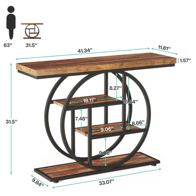 Console Table, 4-Tier Entryway Table, 41.3-Inch Industrial Sofa Table for Living Room, Foyer Hallway Table for Entrance