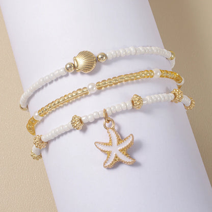 Handmade Starfish Shell Beaded Bracelet for Summer - Smarsty
