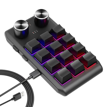 Bluetooth Macropad With 2 Knobs RGB 12 Key Mechanical
