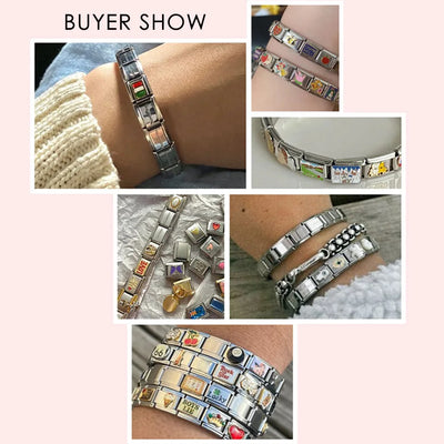 Italian Charm Stainless Steel Elastic Link Bracelet - Smarsty