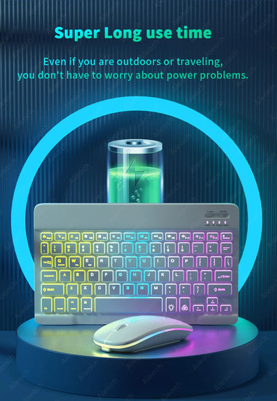 Wireless Tablet Keyboard with Rainbow Backlit for iPad - Smarsty