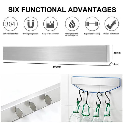 40CM 50CM Stainless Steel Knife Stand Magnetic Knife Holder Wall Block Storage Rack for Knives Kitchen Accessories Organizer by Smarsty