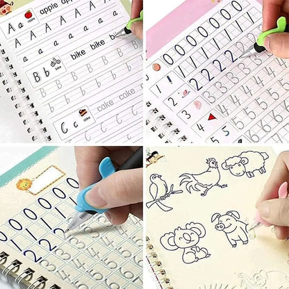 4 Books Pen Magic Writing Book Calligraphy Notebook Montessori Kids Reusable Educational Calligraphic Letter Practice Toy