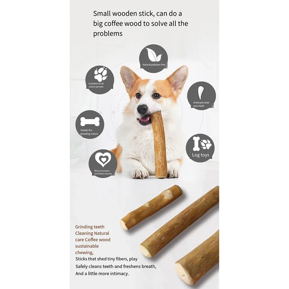 Coffee Wooden Dog Chew Toy for Tooth Pressure Relief - Smarsty
