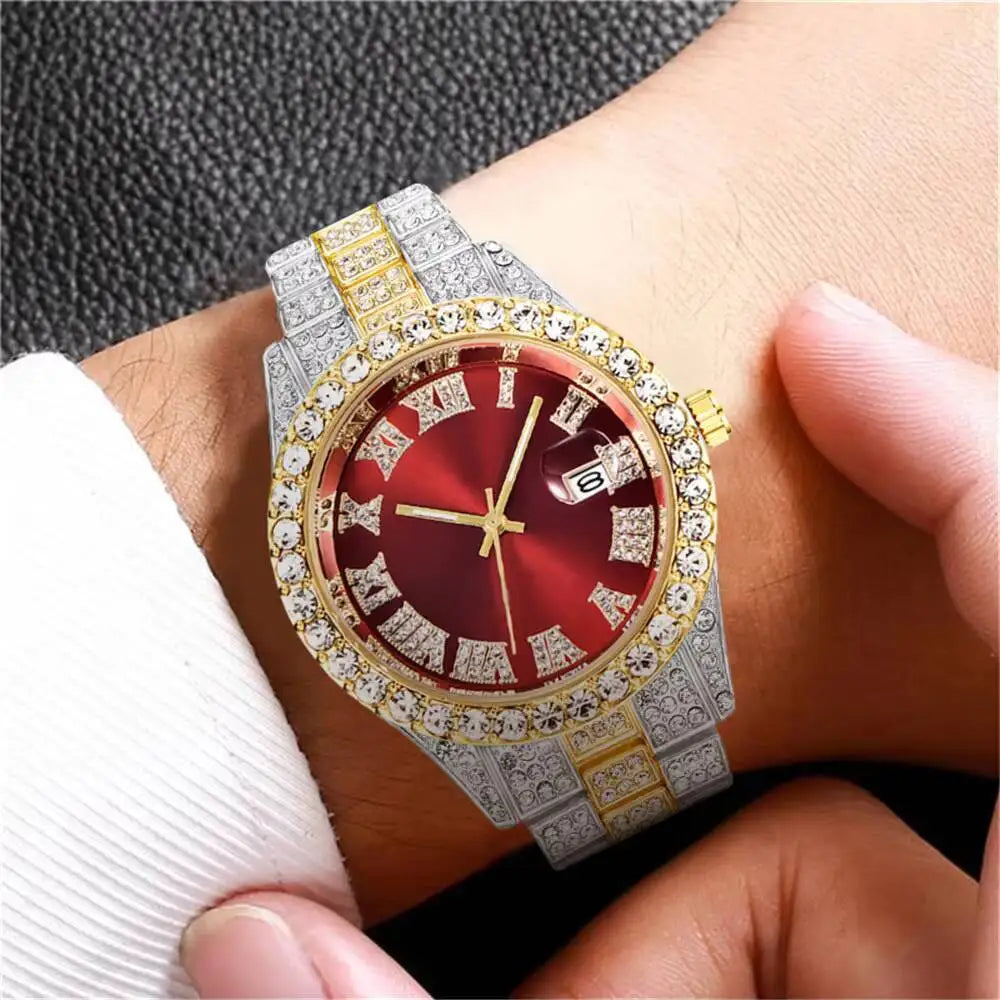 Luxury Diamond Quartz Watch for Men with Stainless Steel Strap - Smarsty