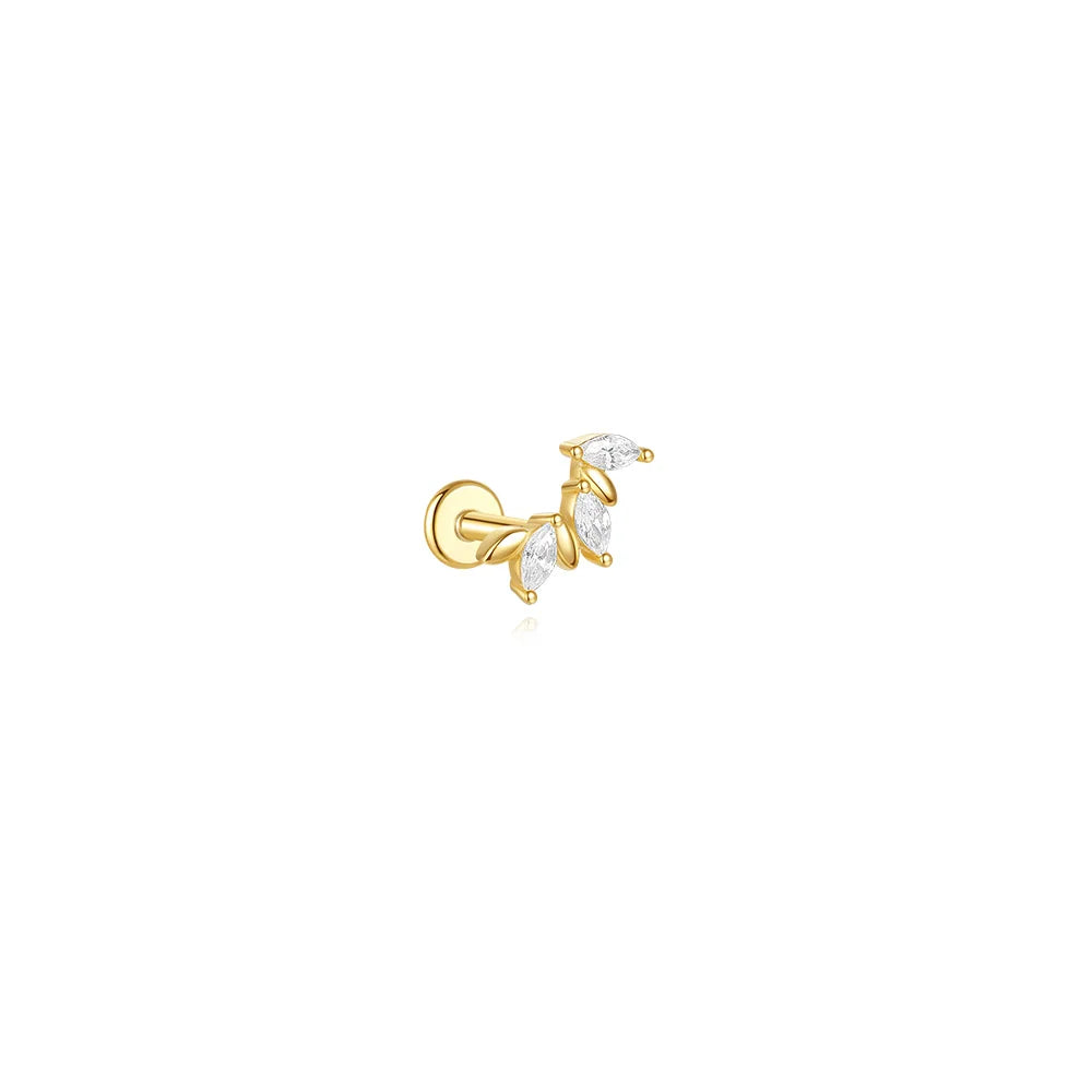 925 Sterling Silver Lotus Tassel Zircon Stud Earrings - Smarsty
