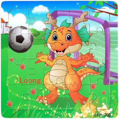 New 20 Piece Wooden 3d Puzzle Cartoon Animal Vehicle Jigsaw Puzzle Montessori Educational Toys For Kids Baby 1 2 3 Years by Smarsty