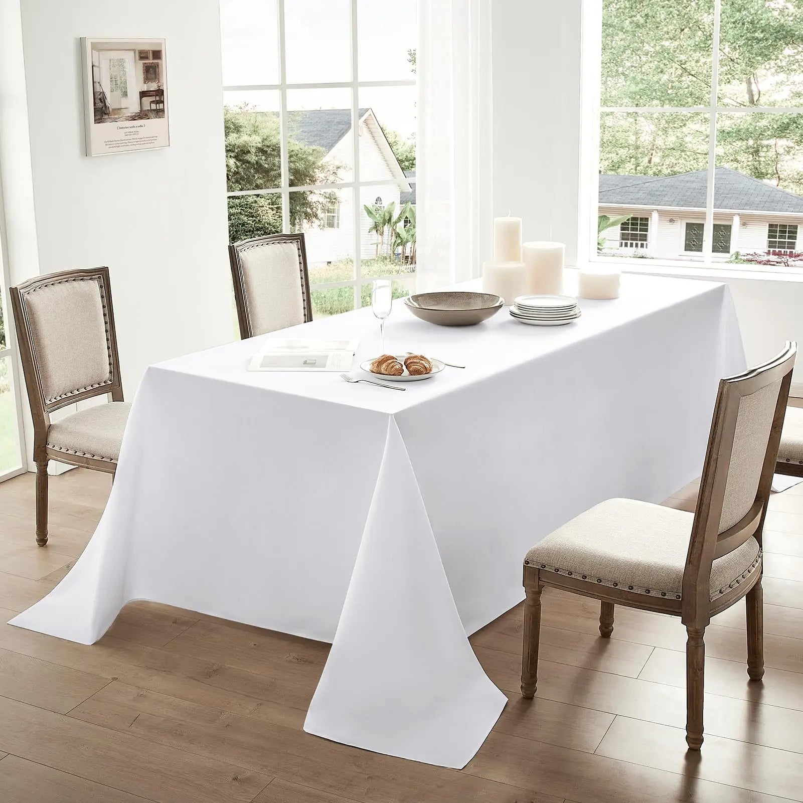 Stain Resistant White Polyester Tablecloth for Weddings - Smarsty