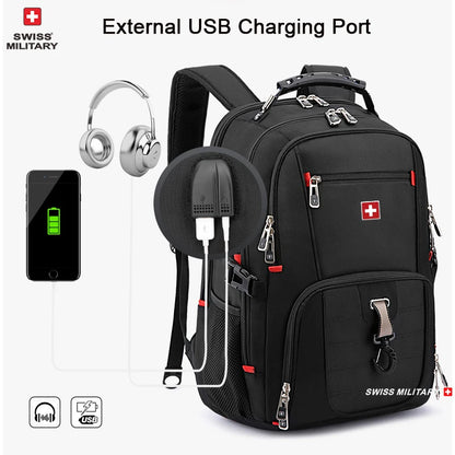 SWISS MILITARY Fashion Travel Multifunction Large Capacity Male Bag Usb Charging Waterproof 23 inch Laptop Backpack Men Mochila - Smarsty