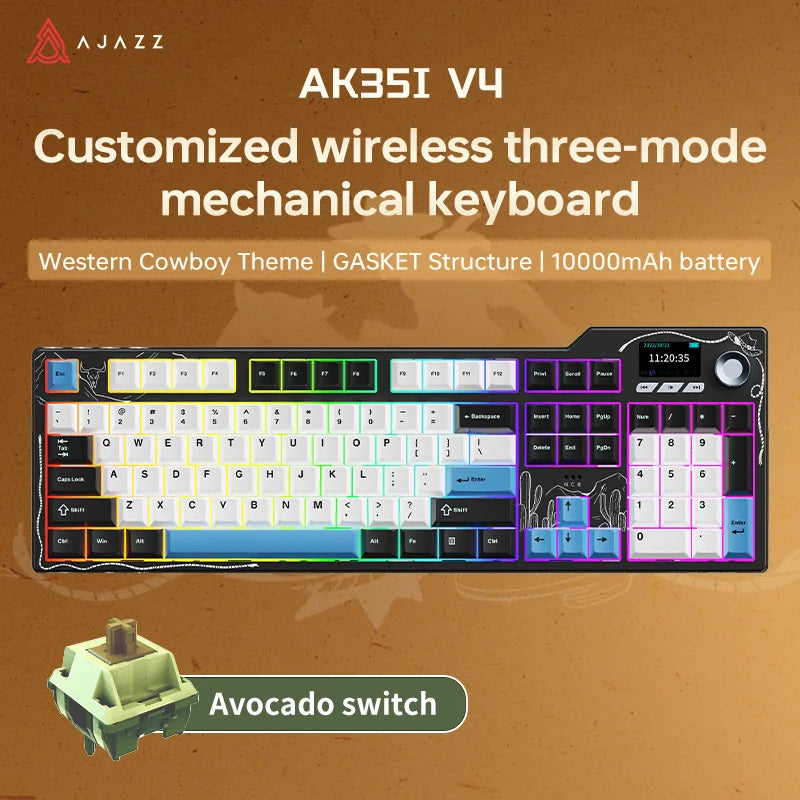 Tri Mode Gaming Keyboard With Hot Swap 104 Keys Gasket