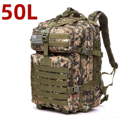25L/50L Sturdy Nylon Waterproof Tactical Sports Trekking Fishing Hunting Camping Hiking Bag Backpack Outdoor Rucksacks - Smarsty
