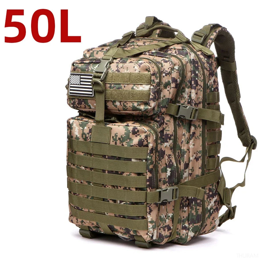 25L/50L Sturdy Nylon Waterproof Tactical Sports Trekking Fishing Hunting Camping Hiking Bag Backpack Outdoor Rucksacks - Smarsty
