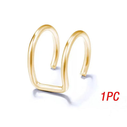 Double Circle Ear Cuff No Piercing Vintage Hip Hop Style - Smarsty