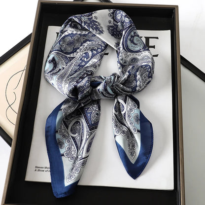Bohemian Silk Square Scarf for Women Luxury Floral Print - Smarsty