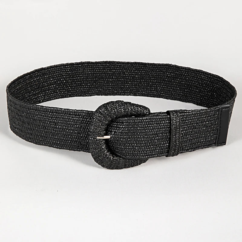 Retro Women Braided Wide Pin Buckle Belt Summer Fashion - Smarsty