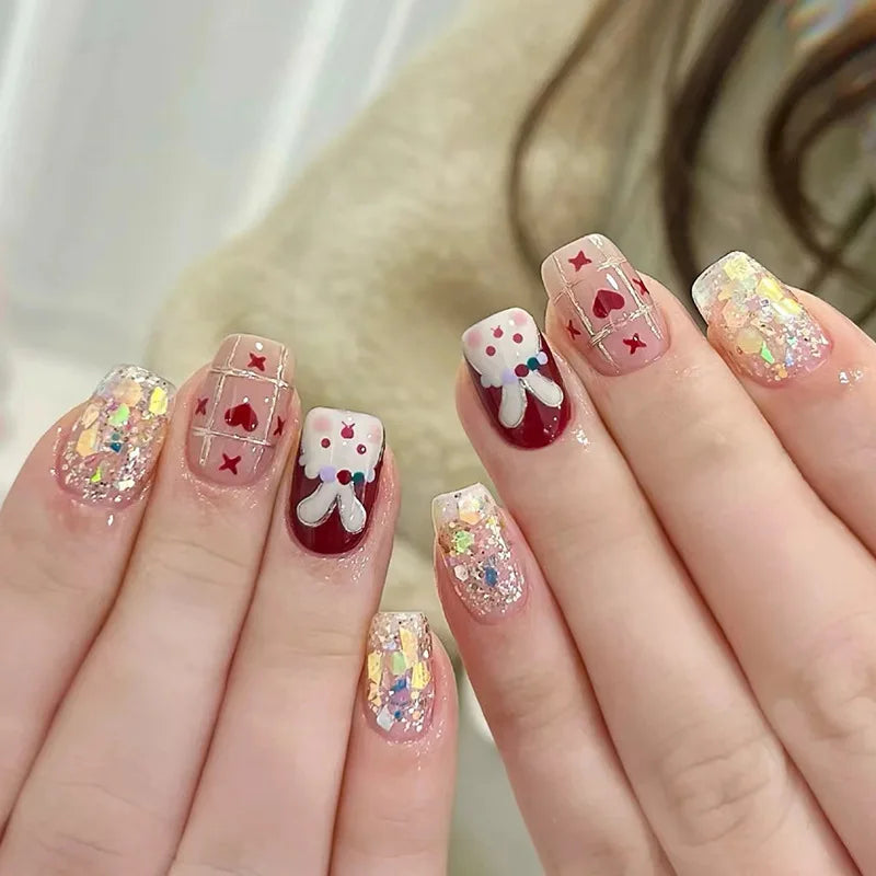 24Pcs Cute Pink Cat Eye Press On Nails Set - Smarsty