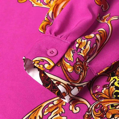 VONDA Maxi Dress 2024 Summer Women Bohemian Printed Party Sundress Long Sleeve Stand Collar Casual Robe Holiday Vestidos Belted - Smarsty