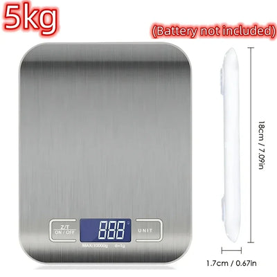 5kg/1g Digital Kitchen Scale LED Stainless Steel High-precision Electronic Scales Home Jewelry Food Weighing Baking Tools by Smarsty