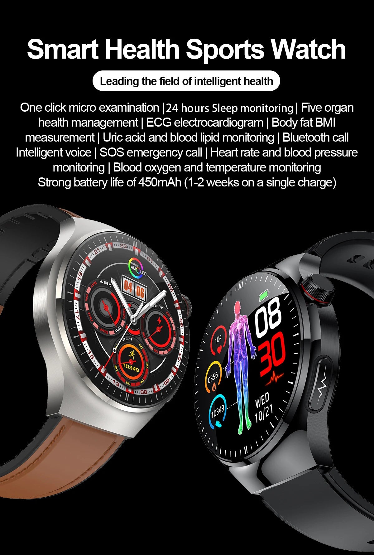 2025 Smart Health Watch with Blood Oxygen and ECG - Smarsty