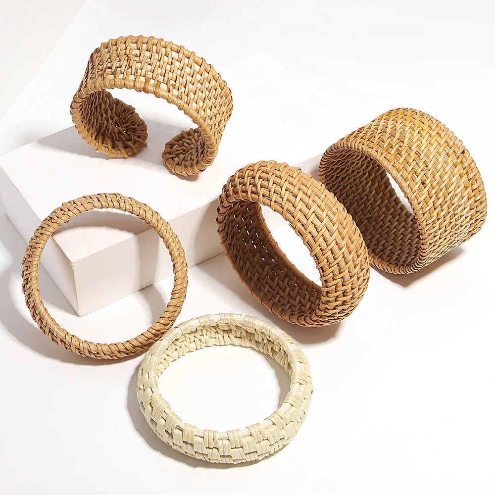 Boho Bamboo Rattan Weave Bracelet for Women - Smarsty