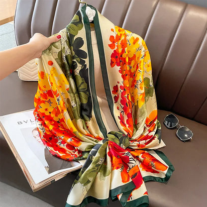 Large Silk Scarf for Women Soft Stylish Summer Wrap - Smarsty